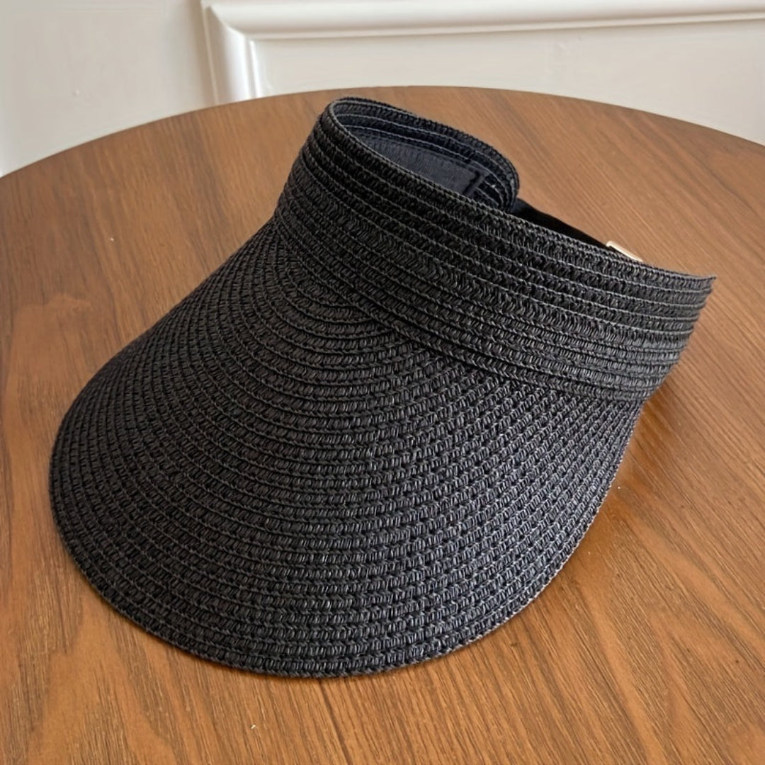 Wide-Brim Straw Hat | Foldable Sun Visor