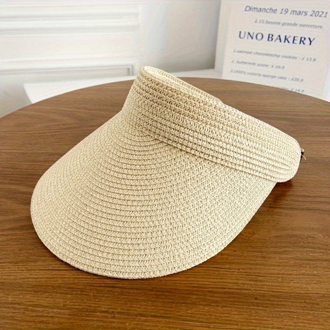 Wide-Brim Straw Hat | Foldable Sun Visor