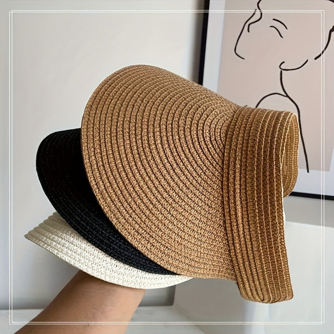 Wide-Brim Straw Hat | Foldable Sun Visor