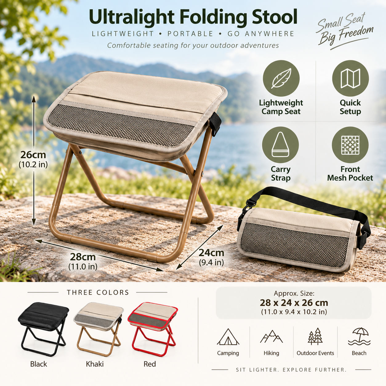 Ultralight Folding Stool | Portable Camping Seat
