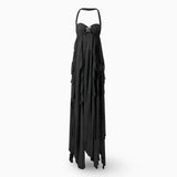 Women's Long Formal Pleated Dress | Bare Shoulders