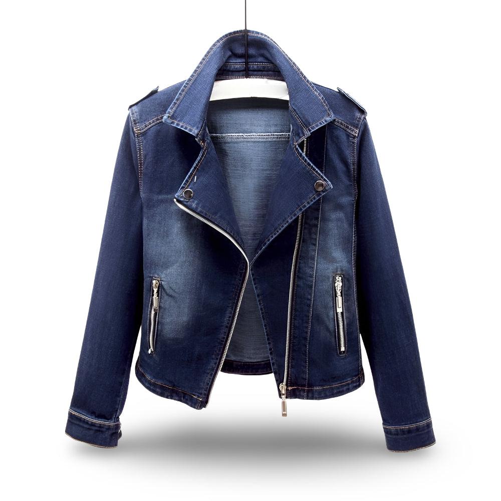 Women's Short Biker-Style Jacket | Zip Casual Coat