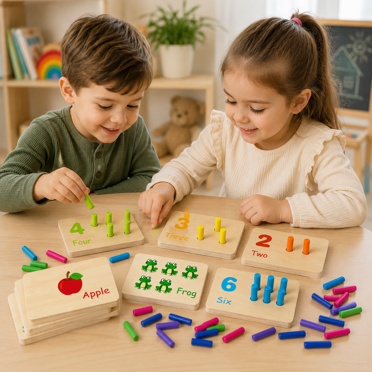 Wooden Educational Trays | Number Matching Game