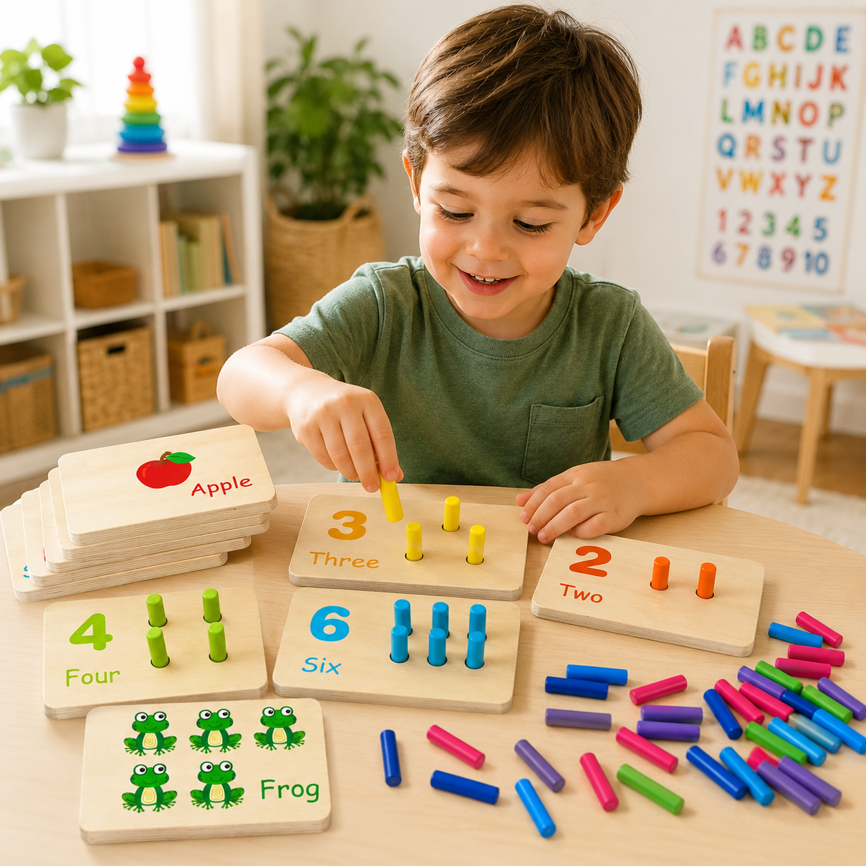 Wooden Educational Trays | Number Matching Game
