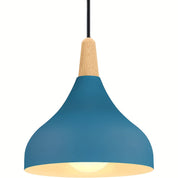 Modern Drop Pendant | Metal and Wood Lamp