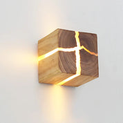 WoodAura Wall Light | Hand-Carved Solid Wood and Resin