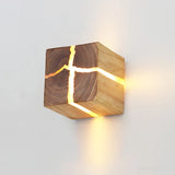 WoodAura Wall Light | Hand-Carved Solid Wood and Resin
