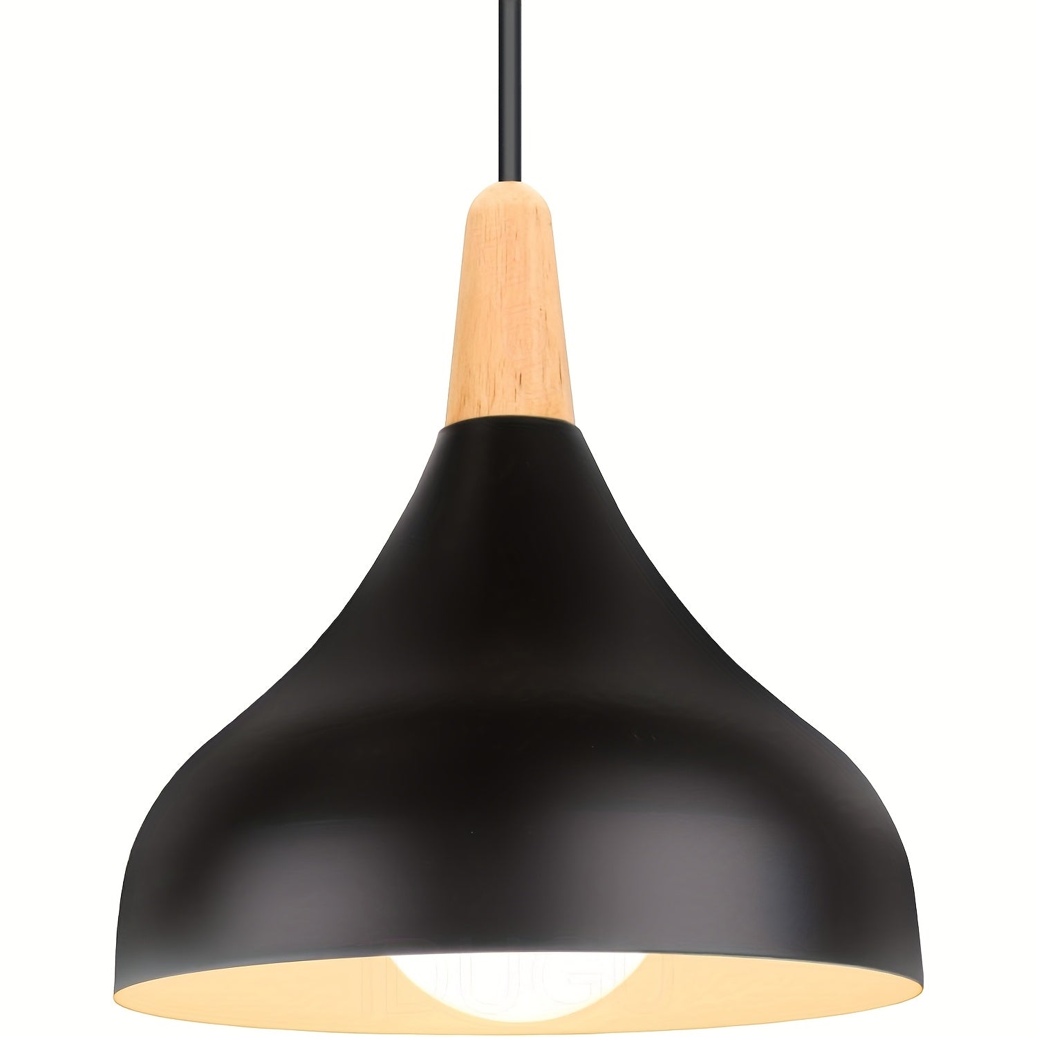 Modern Drop Pendant | Metal and Wood Lamp