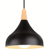 Modern Drop Pendant | Metal and Wood Lamp