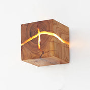 WoodAura Wall Light | Hand-Carved Solid Wood and Resin