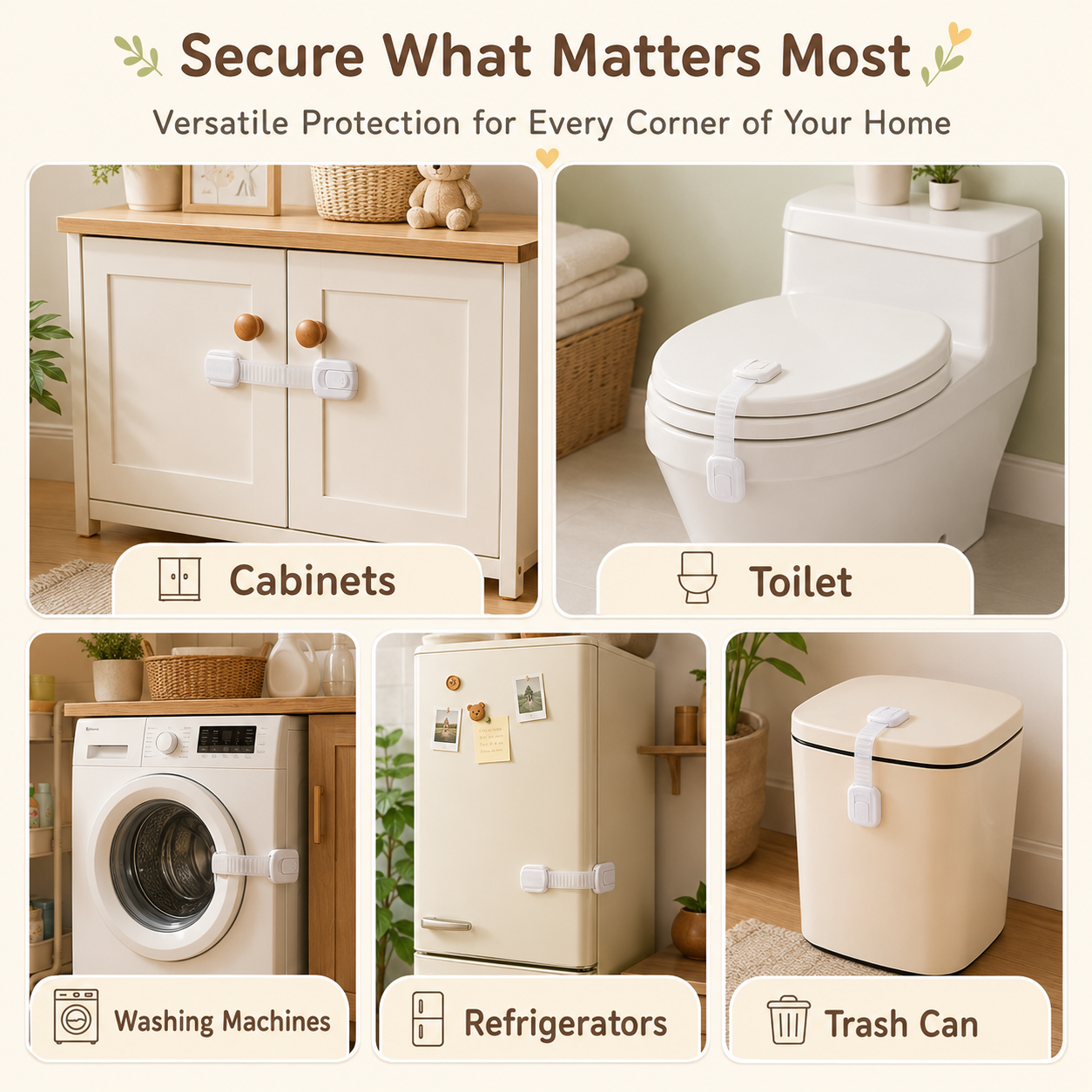 Cupboard Safety Locks | Adhesive Child-Proof Straps
