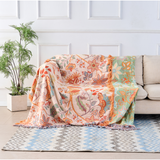Boho Fringed Floral Throw | Decorative Blanket