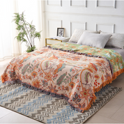 Boho Fringed Floral Throw | Decorative Blanket