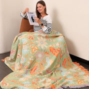 Boho Fringed Floral Throw | Decorative Blanket