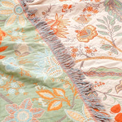 Boho Fringed Floral Throw | Decorative Blanket