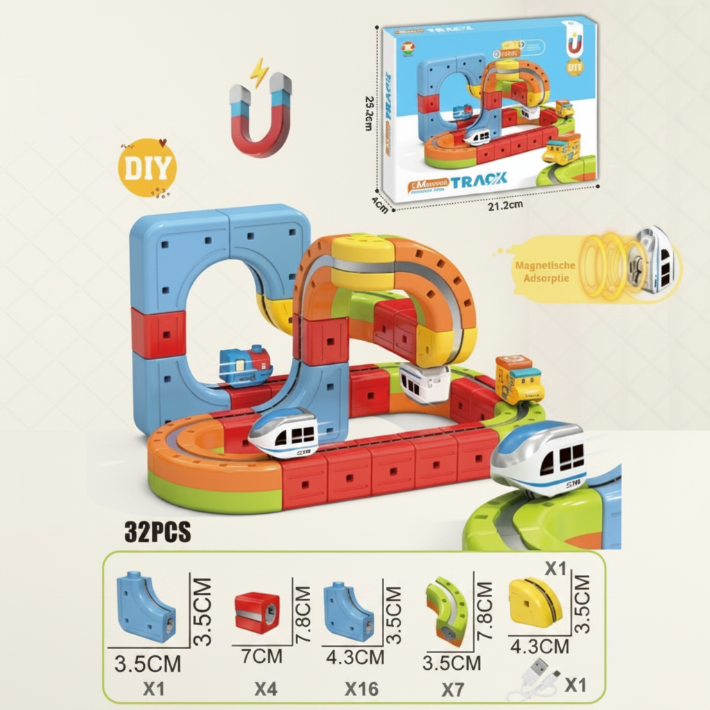 Electric Construction Train Set | Magnetic Tracks