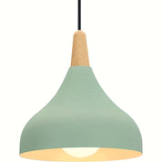 Modern Drop Pendant | Metal and Wood Lamp