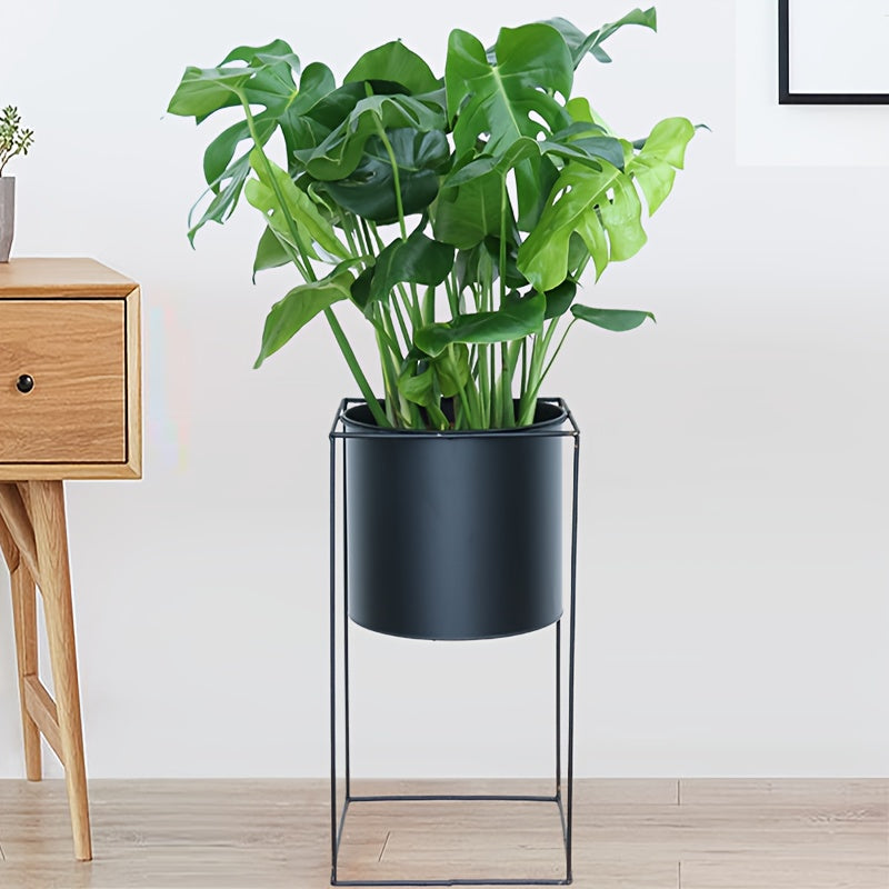 Metal Indoor Plant Stand | Modern Black Rectangular Planter