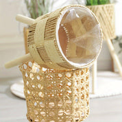 Boho Bamboo and Rattan Plant Stand | Wooden Feet