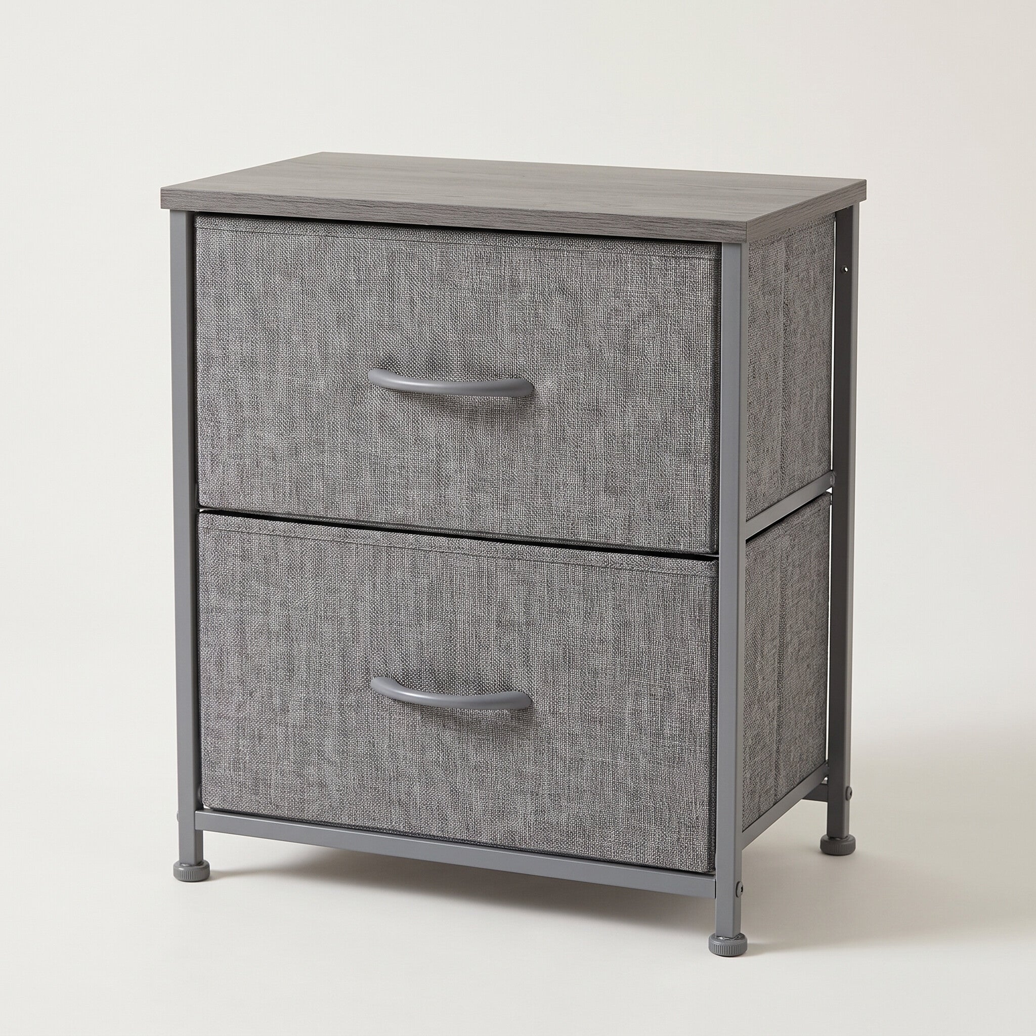 Bedside Table with 2 Removable Fabric Drawers | Steel Frame