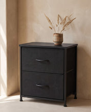 Bedside Table with 2 Removable Fabric Drawers | Steel Frame