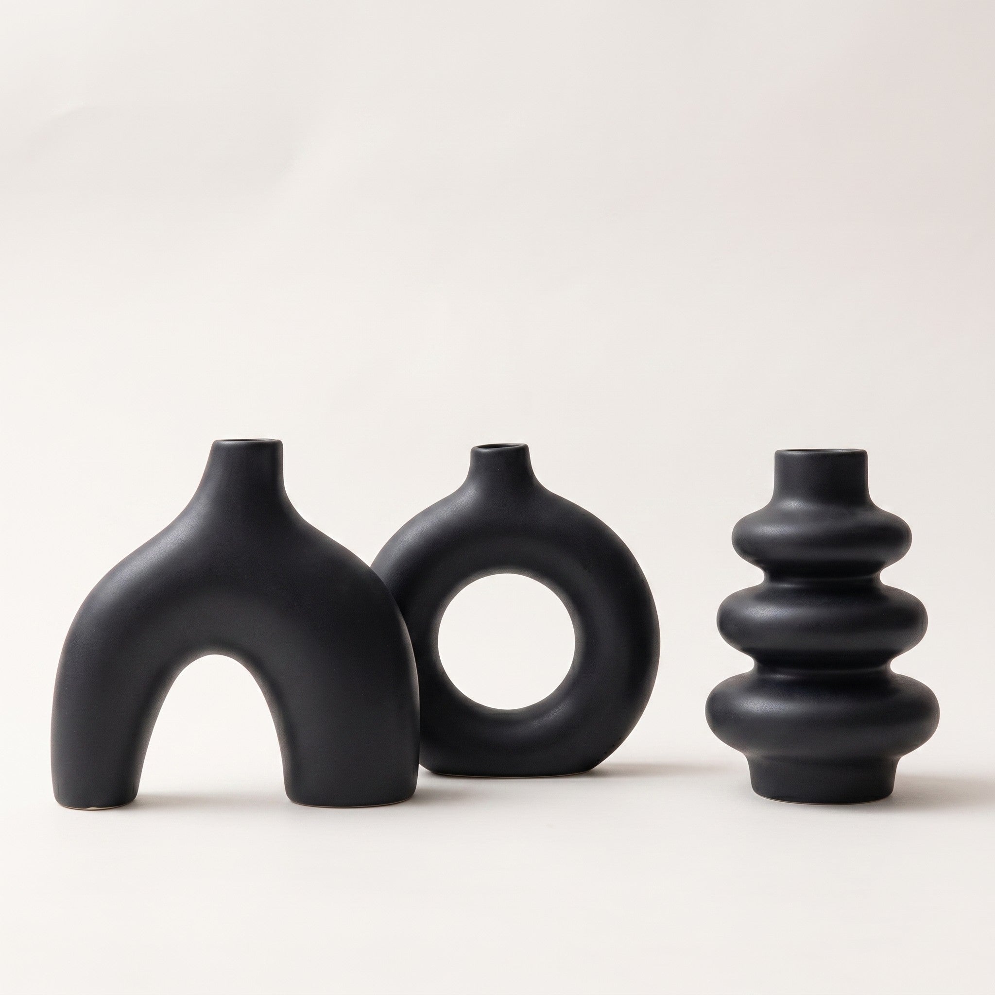 Set of 3 Sculptural Ceramic Vases | Arch, Ring and Spiral