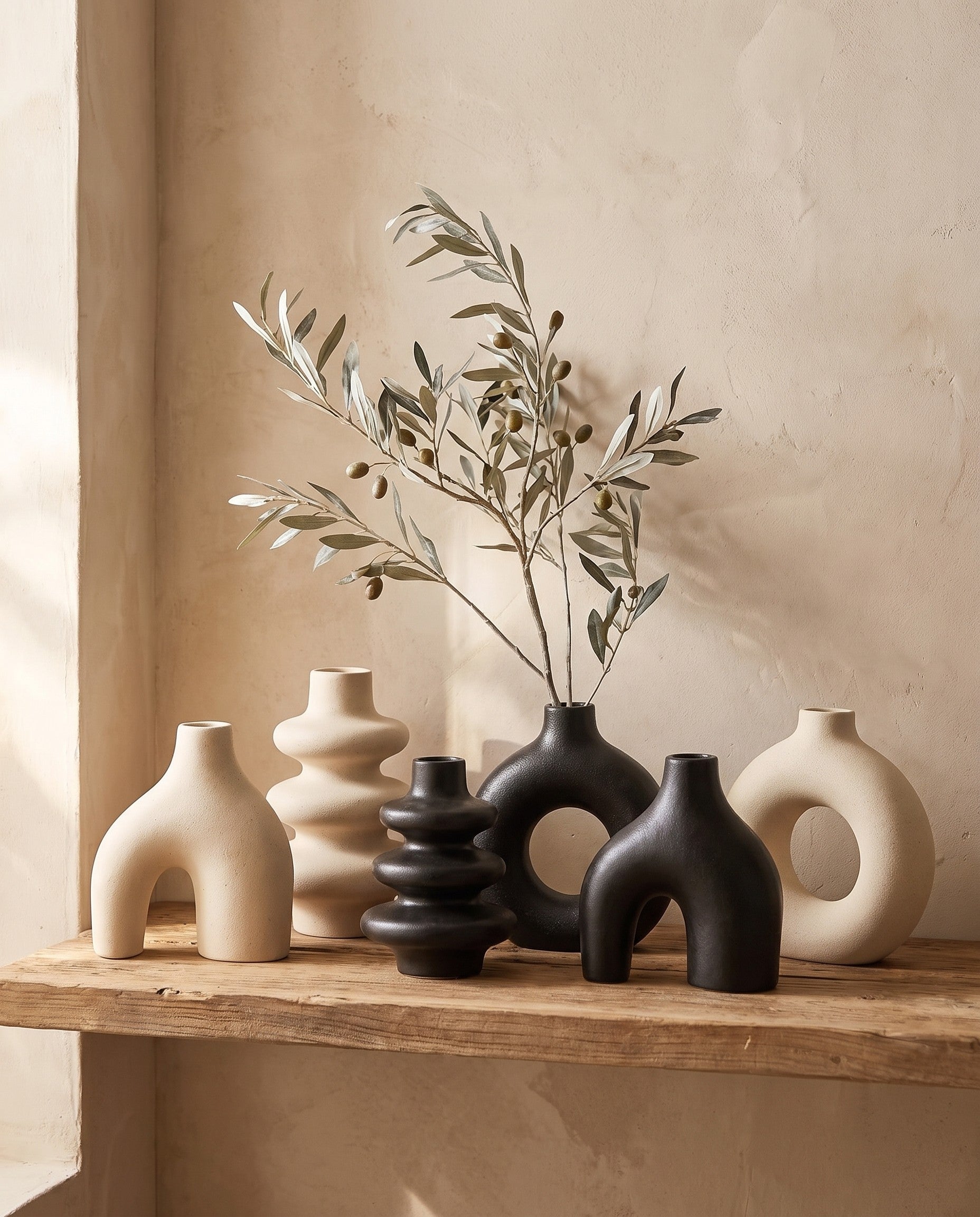 Set of 3 Sculptural Ceramic Vases | Arch, Ring and Spiral