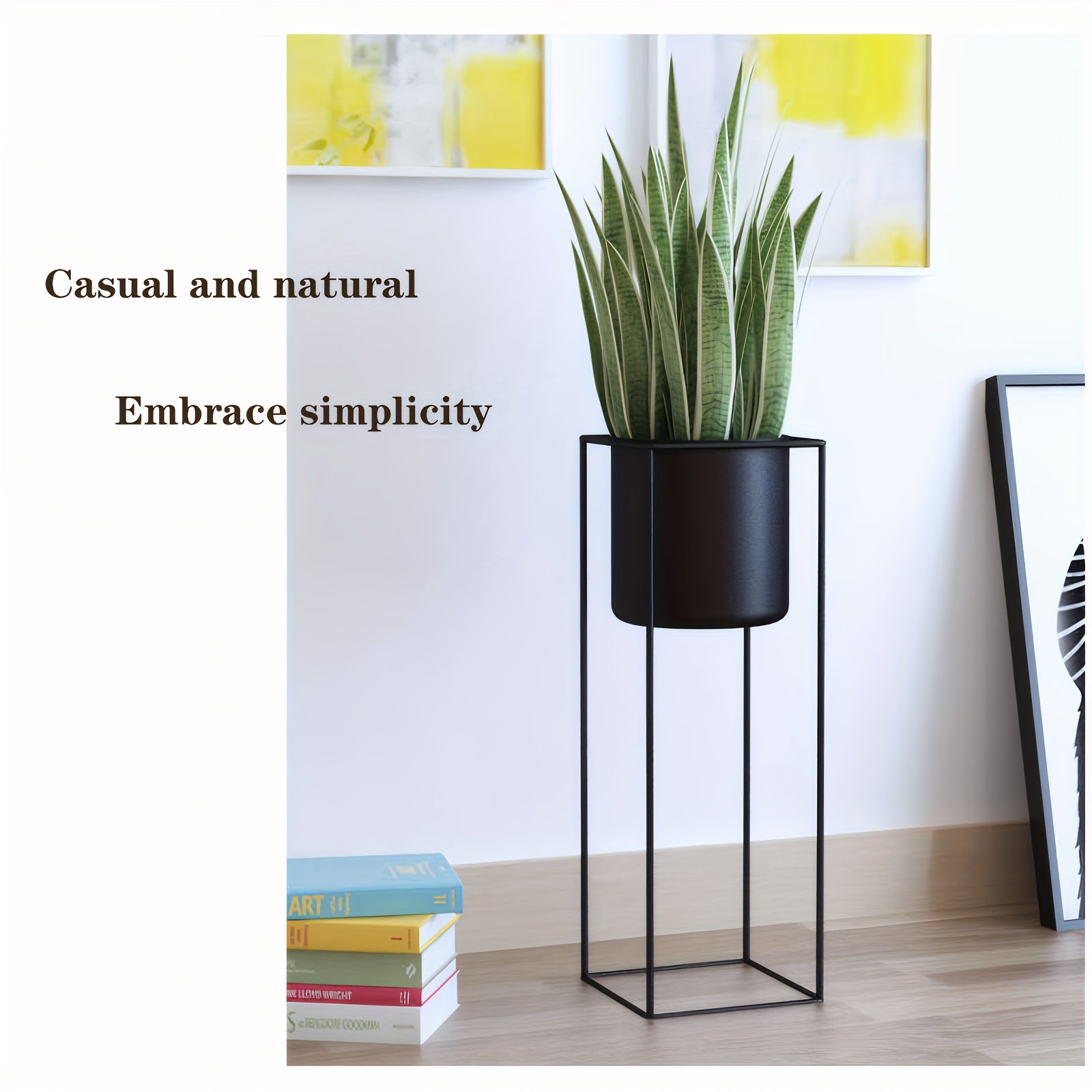 Metal Indoor Plant Stand | Modern Black Rectangular Planter