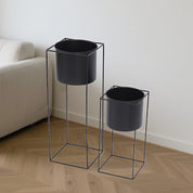 Metal Indoor Plant Stand | Modern Black Rectangular Planter