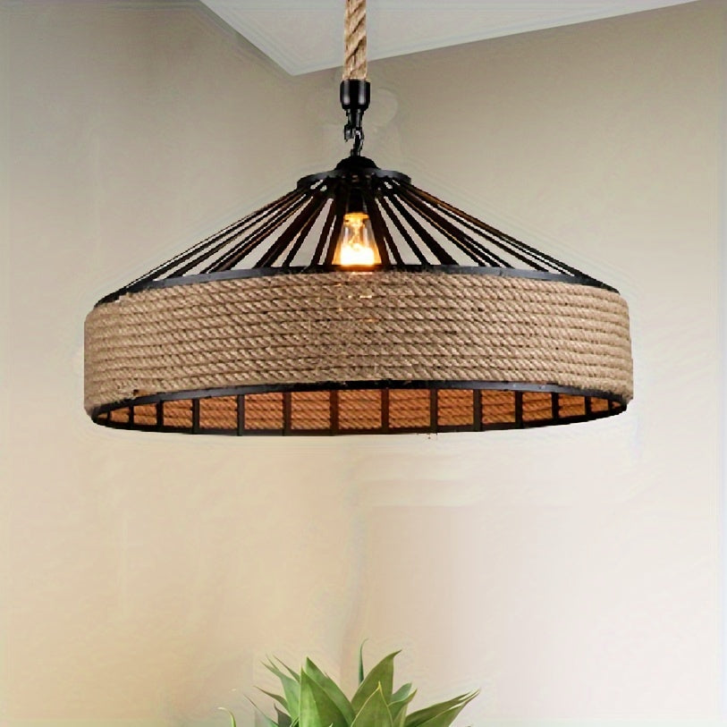Rustic Hemp Rope Pendant | Vintage Farmhouse Style