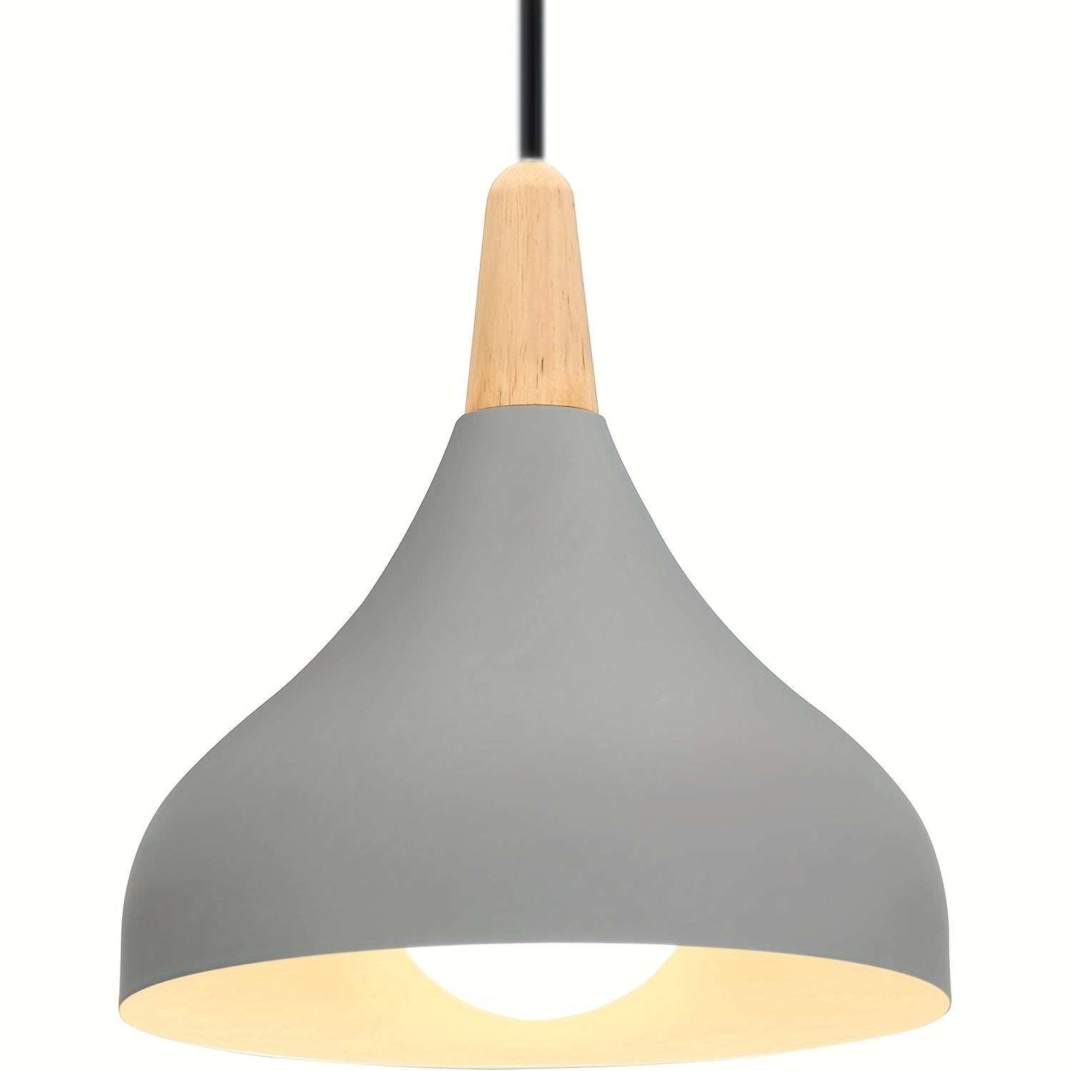 Modern Drop Pendant | Metal and Wood Lamp