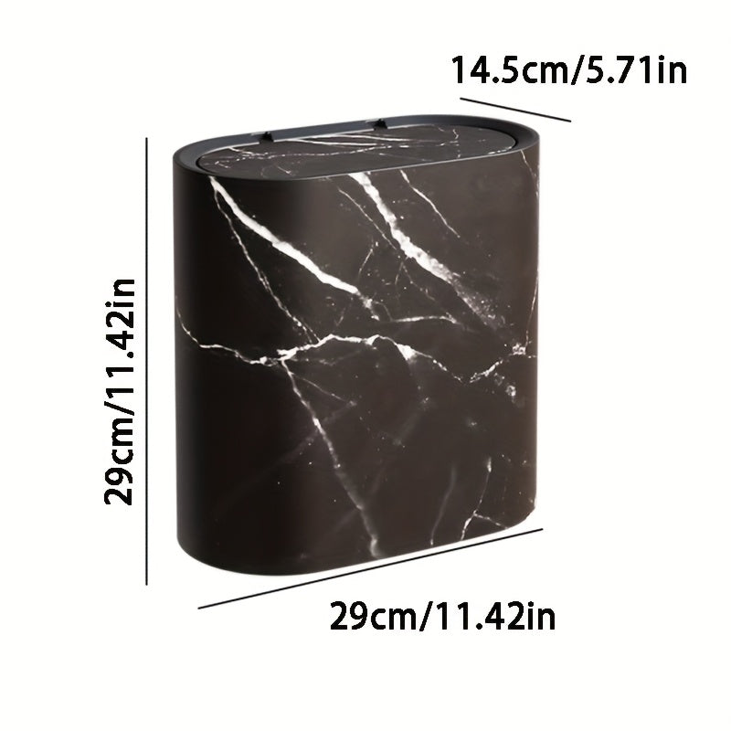 Marble Pattern Bin | Modern Bucket with Lid for Bathroom and Kitchen