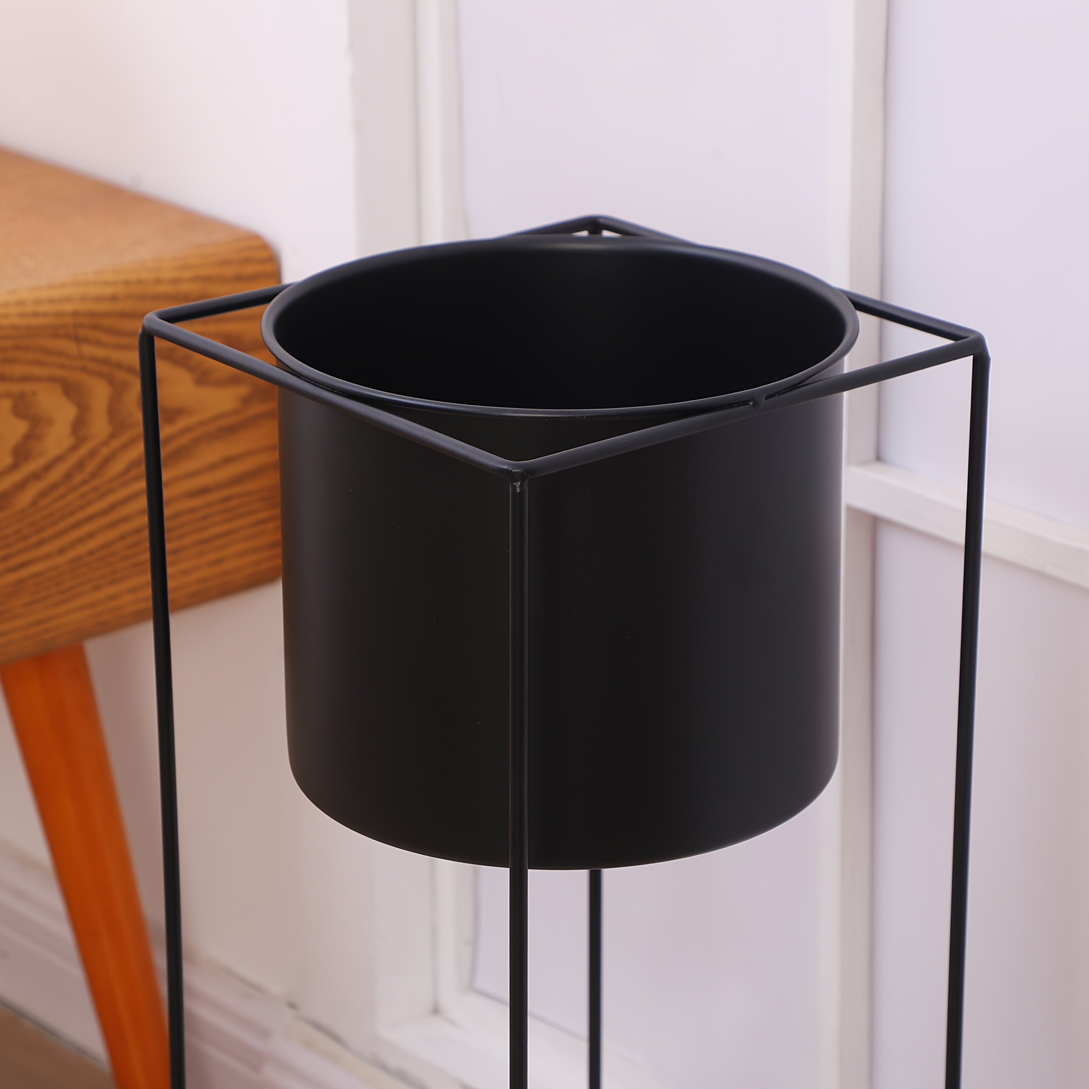 Metal Indoor Plant Stand | Modern Black Rectangular Planter