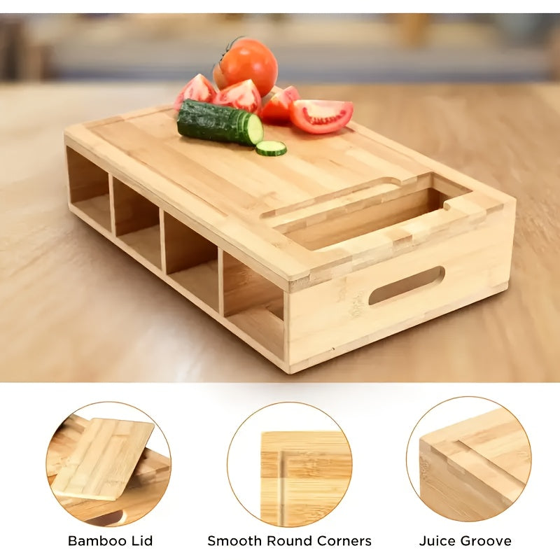 Bamboo Cutting Board with Containers and Graters | Multi-Function Kitchen