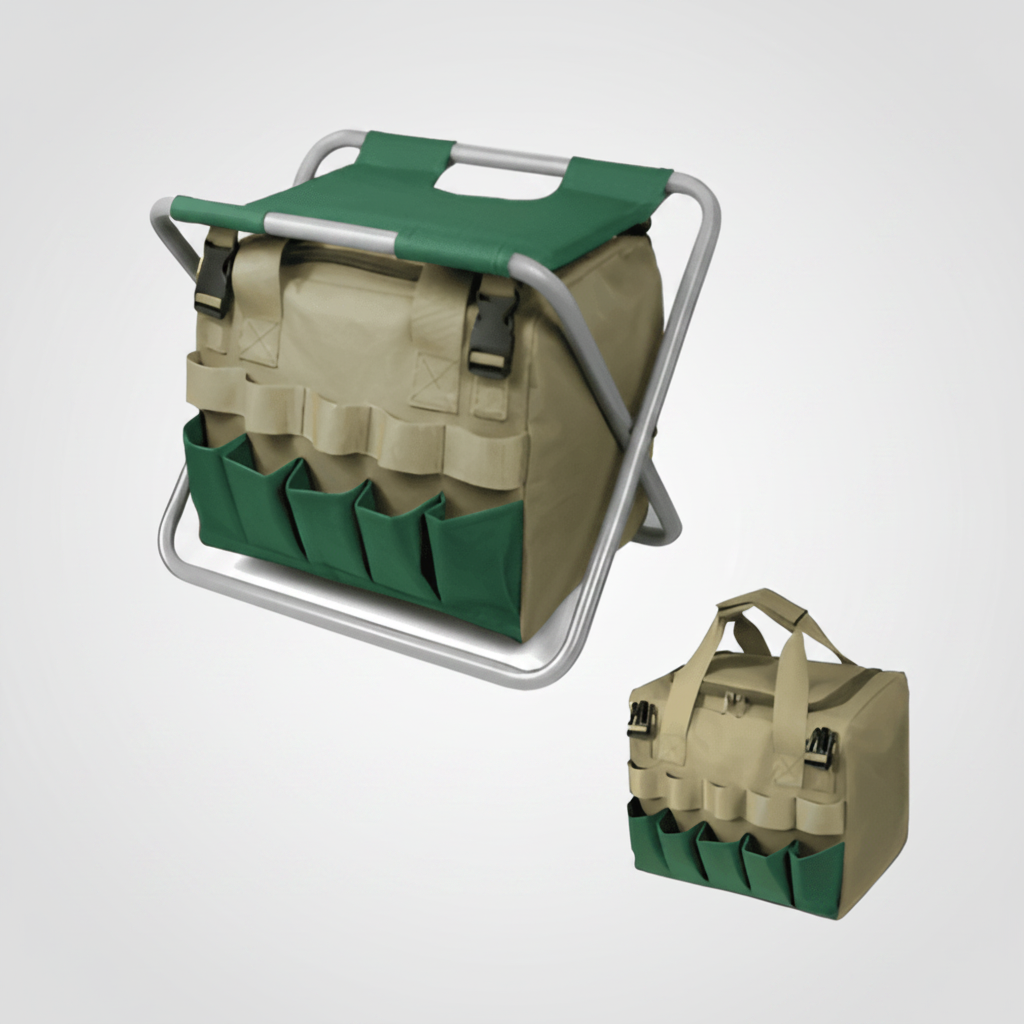 Garden Tool Set with Folding Stool | Portable