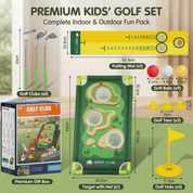 Golf Putting Mat | Adjustable Club Set for Indoors
