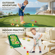 Golf Putting Mat | Adjustable Club Set for Indoors