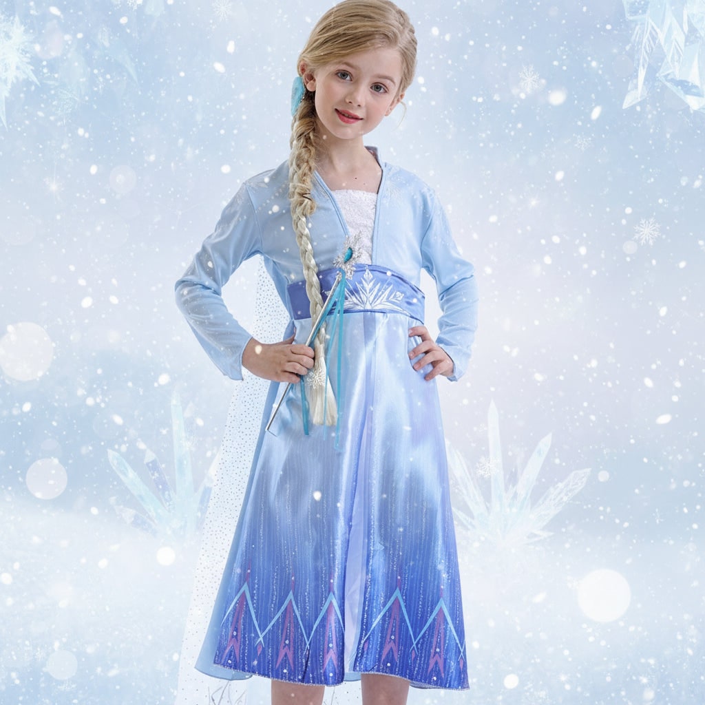 Girls' Ice Princess Dress with Cape | Costume