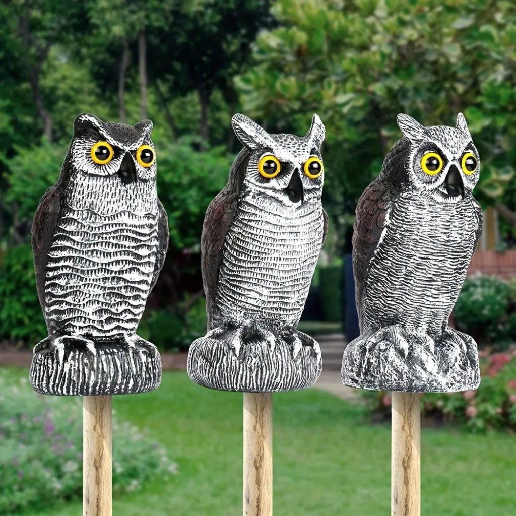 Realistic Garden Owl Statue | Halloween Decoration