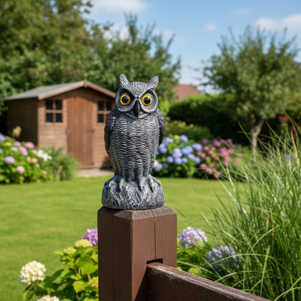 Realistic Garden Owl Statue | Halloween Decoration