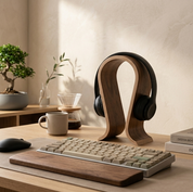 Walnut Finish Curved Arc Headphone Stand