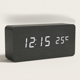 Wood-Effect Digital Alarm Clock with Temperature | USB