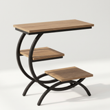 3-Tier Metal C-Side Table | Matt Black and Wood-Effect