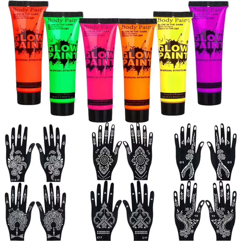 UV Glitter Body Paint Set | Neon Face for Football
