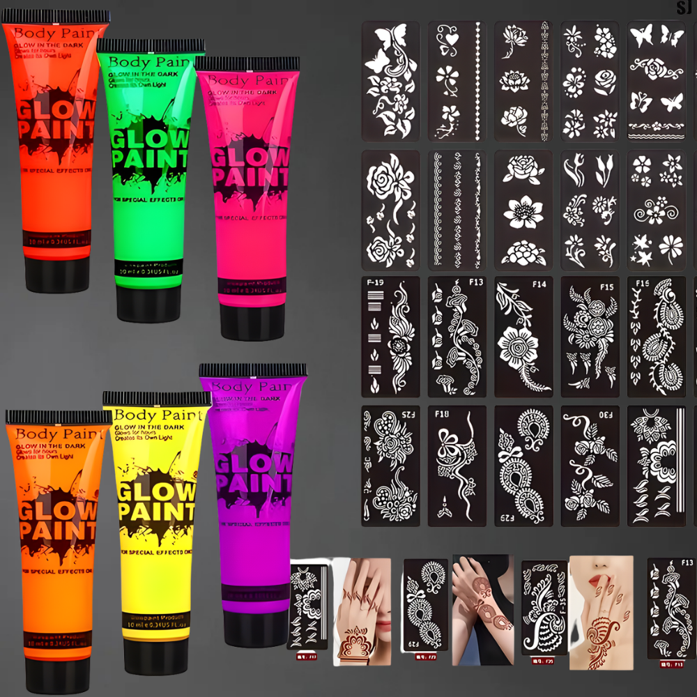 UV Glitter Body Paint Set | Neon Face for Football