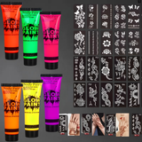 UV Glitter Body Paint Set | Neon Face for Football