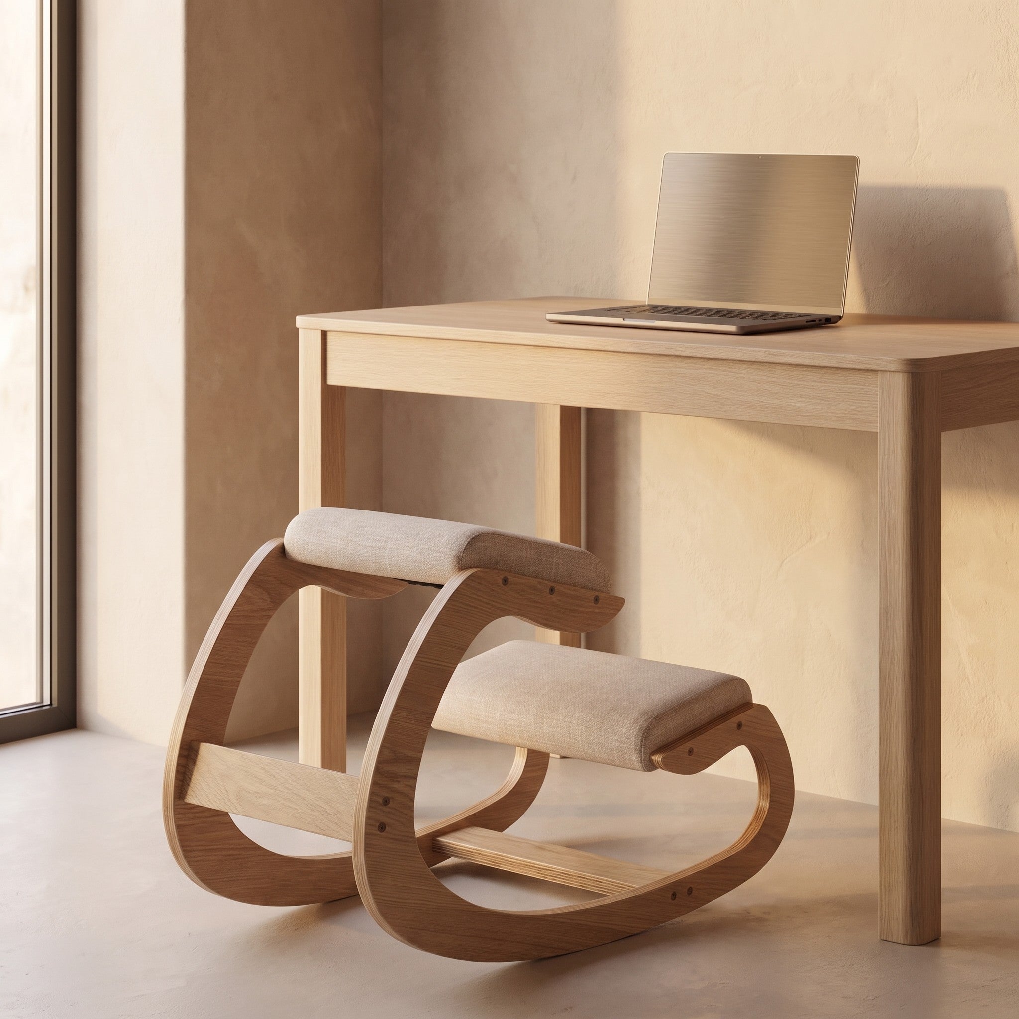Ergonomic Wooden Kneeling Stool with Rocking Base | Up to 100 kg