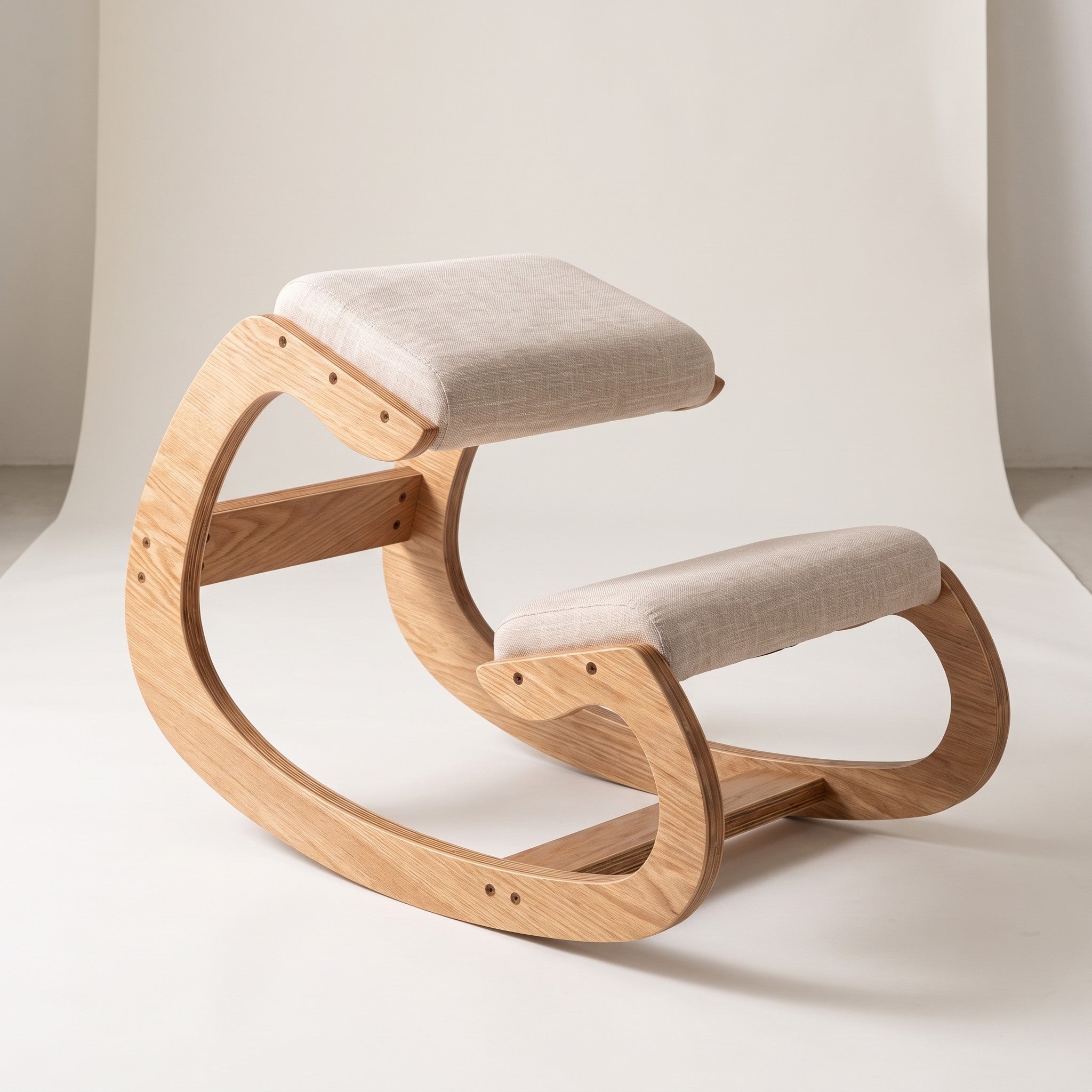 Ergonomic Wooden Kneeling Stool with Rocking Base | Up to 100 kg
