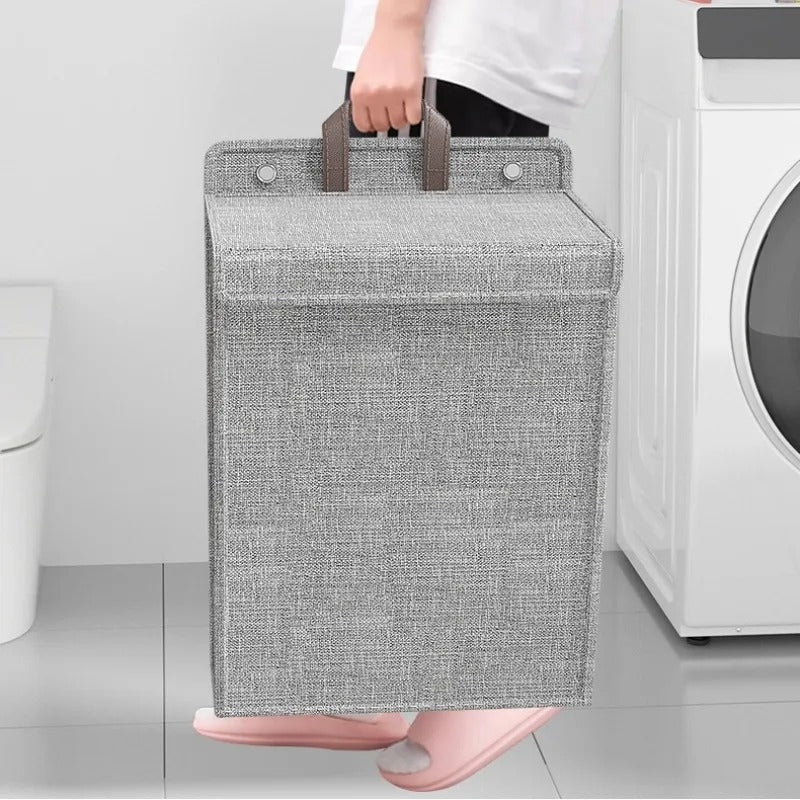 Wallora | Foldable Adhesive Laundry Basket | Wall Organiser