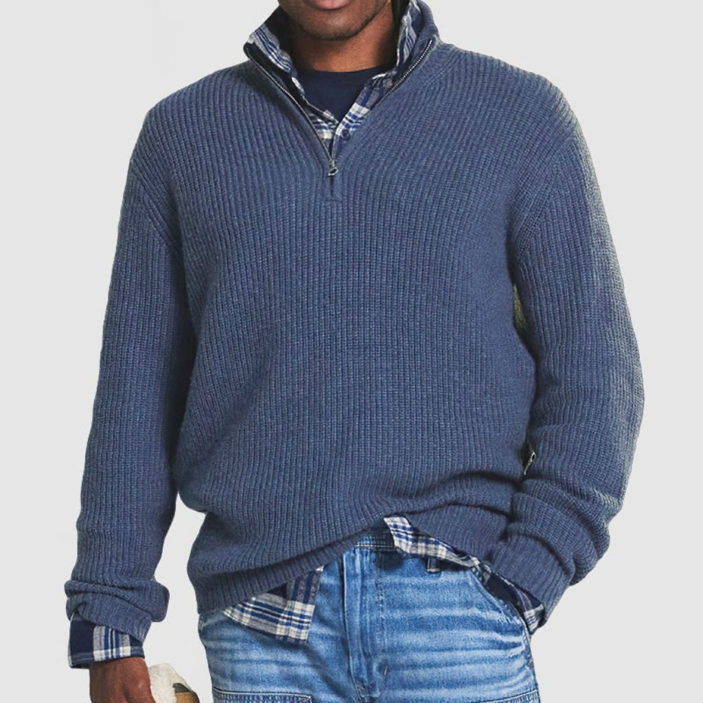 Men's Zip Crew Neck Jumper | Business Casual